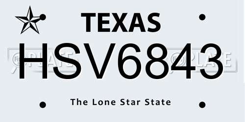 HSV6843 Texas License Plate