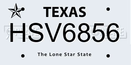 HSV6856 Texas License Plate