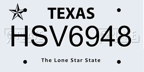 HSV6948 Texas License Plate