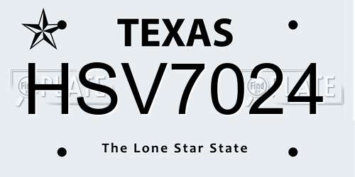 HSV7024 Texas License Plate