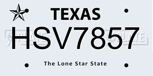 HSV7857 Texas License Plate
