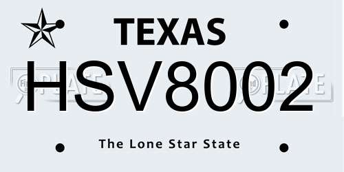 HSV8002 Texas License Plate