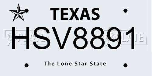 HSV8891 Texas License Plate
