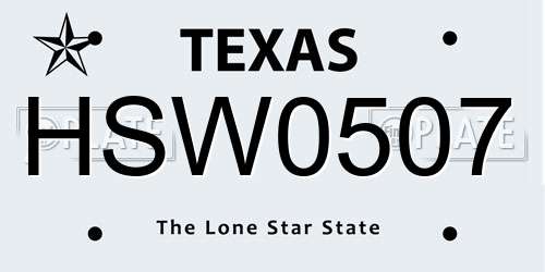 HSW0507 Texas License Plate
