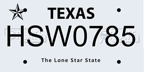 HSW0785 Texas License Plate