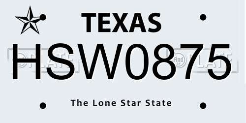 HSW0875 Texas License Plate