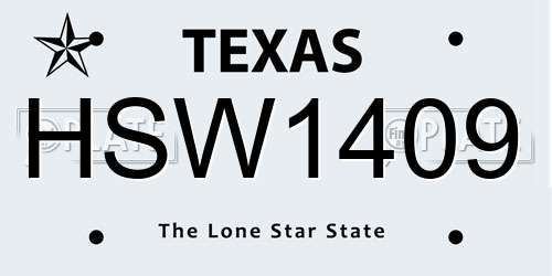HSW1409 Texas License Plate