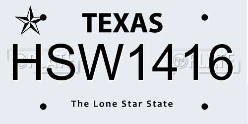HSW1416 Texas License Plate