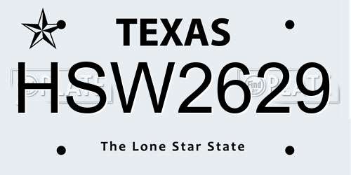 HSW2629 Texas License Plate