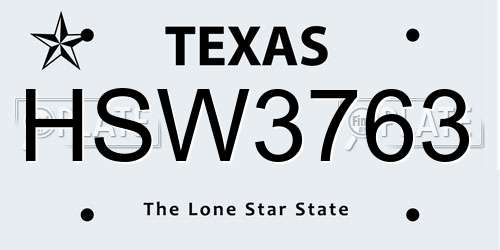 HSW3763 Texas License Plate