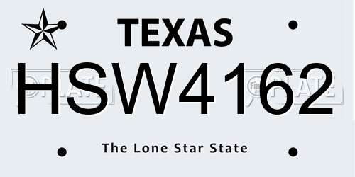 HSW4162 Texas License Plate