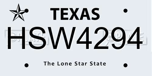 HSW4294 Texas License Plate