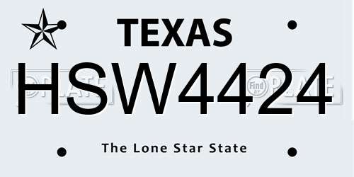 HSW4424 Texas License Plate