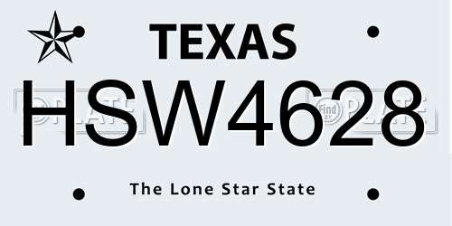 HSW4628 Texas License Plate