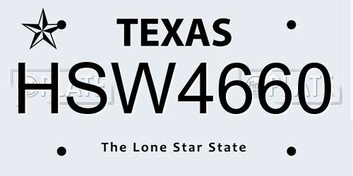HSW4660 Texas License Plate