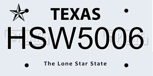 HSW5006 Texas License Plate