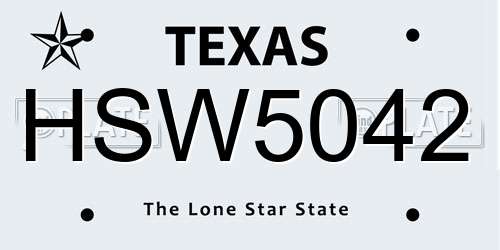 HSW5042 Texas License Plate