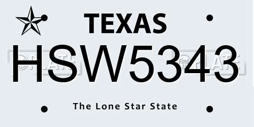 HSW5343 Texas License Plate