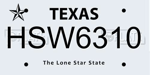 HSW6310 Texas License Plate