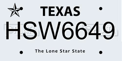 HSW6649 Texas License Plate