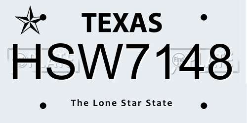 HSW7148 Texas License Plate
