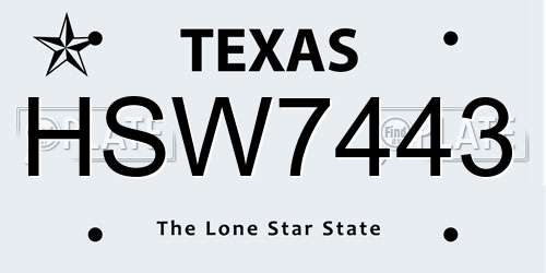 HSW7443 Texas License Plate