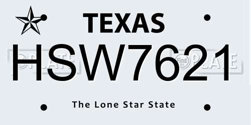 HSW7621 Texas License Plate