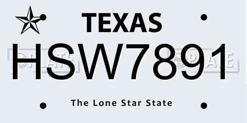 HSW7891 Texas License Plate