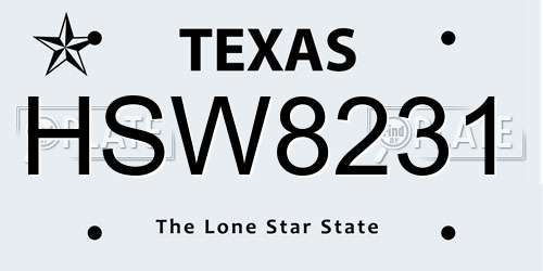 HSW8231 Texas License Plate