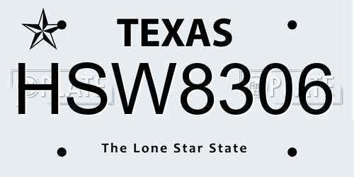 HSW8306 Texas License Plate