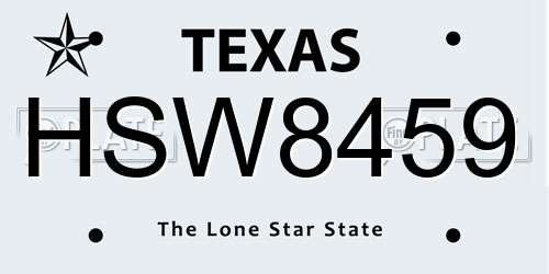 HSW8459 Texas License Plate