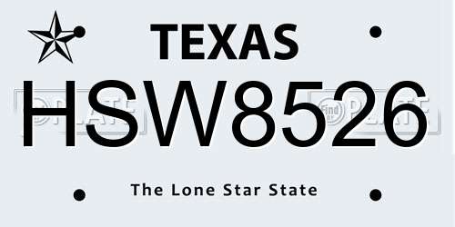 HSW8526 Texas License Plate