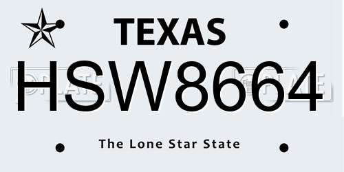 HSW8664 Texas License Plate