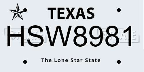HSW8981 Texas License Plate