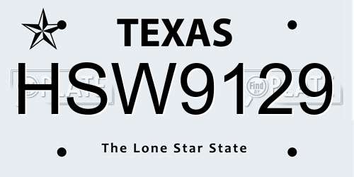 HSW9129 Texas License Plate