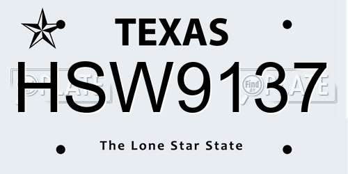 HSW9137 Texas License Plate