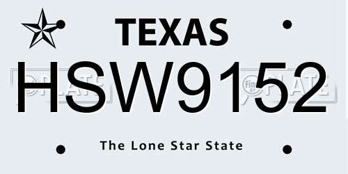 HSW9152 Texas License Plate