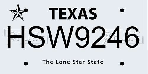 HSW9246 Texas License Plate