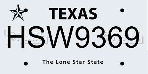 HSW9369 Texas License Plate