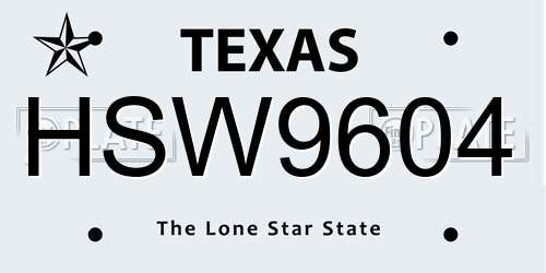 HSW9604 Texas License Plate