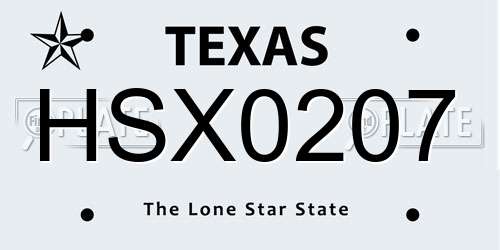 HSX0207 Texas License Plate