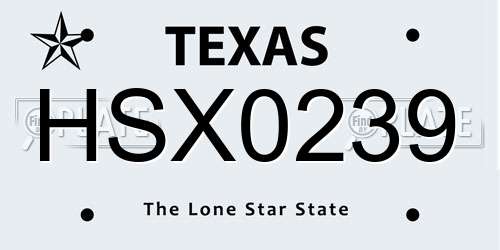 HSX0239 Texas License Plate