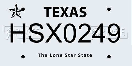HSX0249 Texas License Plate