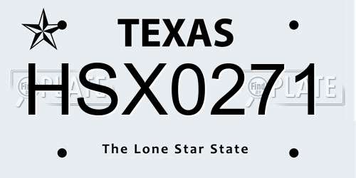HSX0271 Texas License Plate