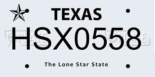 HSX0558 Texas License Plate