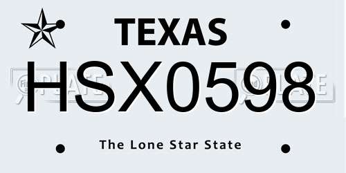 HSX0598 Texas License Plate