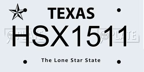 HSX1511 Texas License Plate