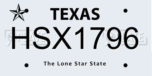 HSX1796 Texas License Plate