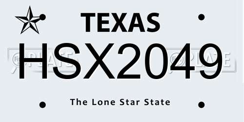 HSX2049 Texas License Plate