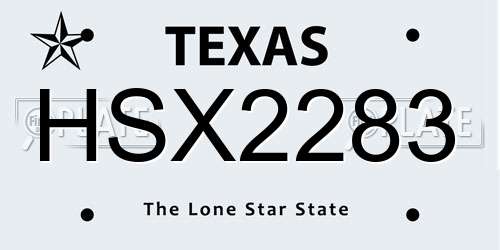 HSX2283 Texas License Plate